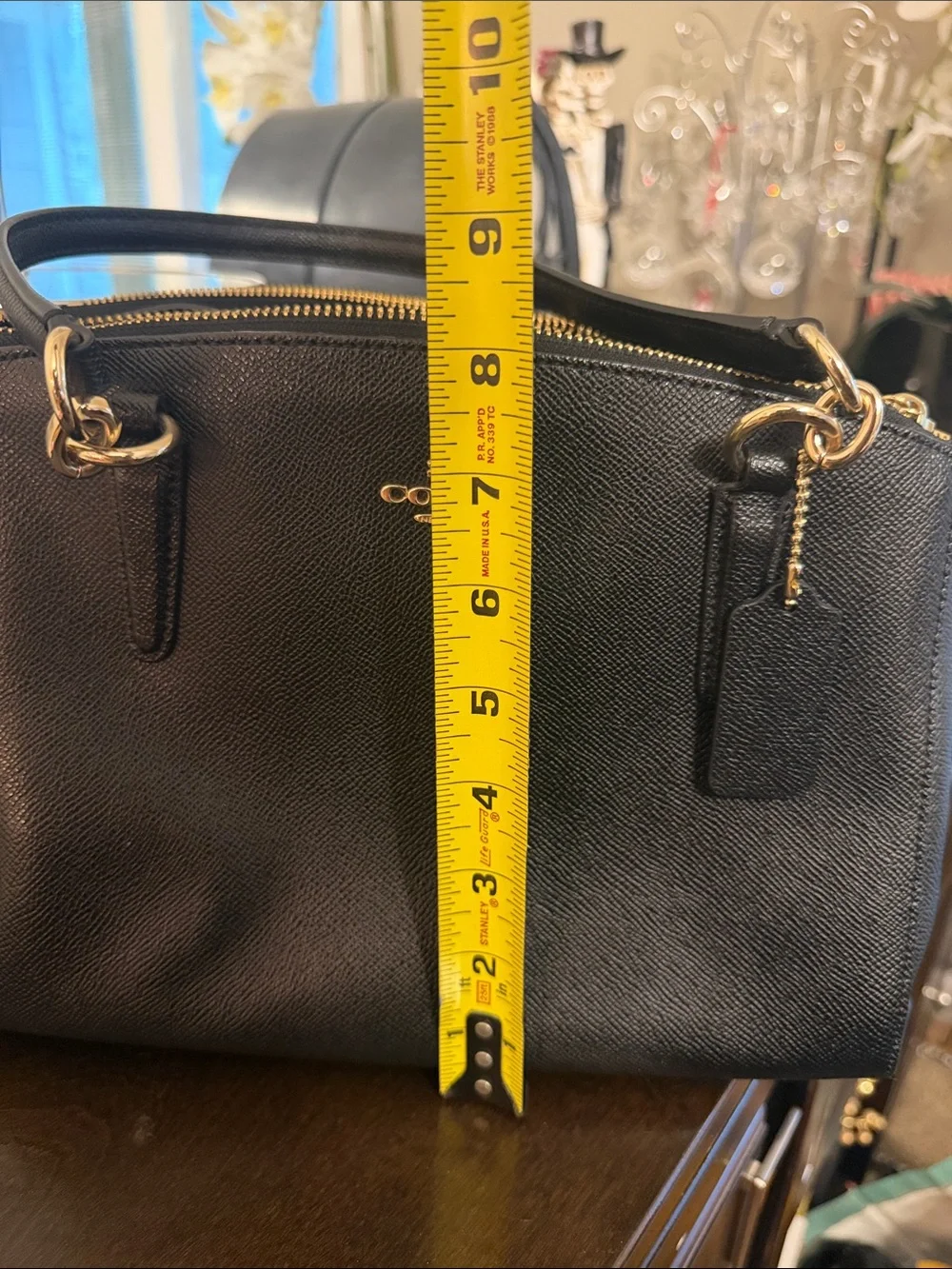 Coach Christie Black Saffiano Leather Satchel Crossbody Shoulder Triple entry